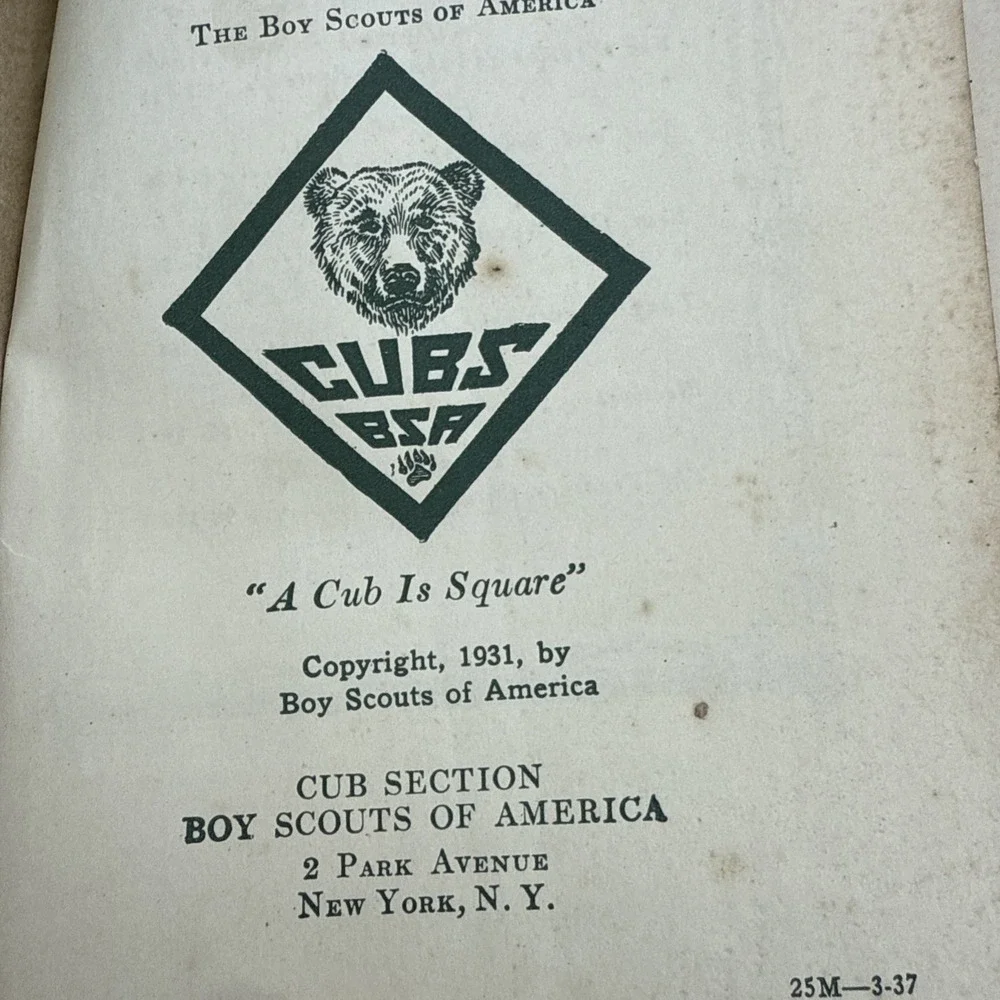 'The Bear Cub Book' -Boy Scouts of America - Copyright 1931